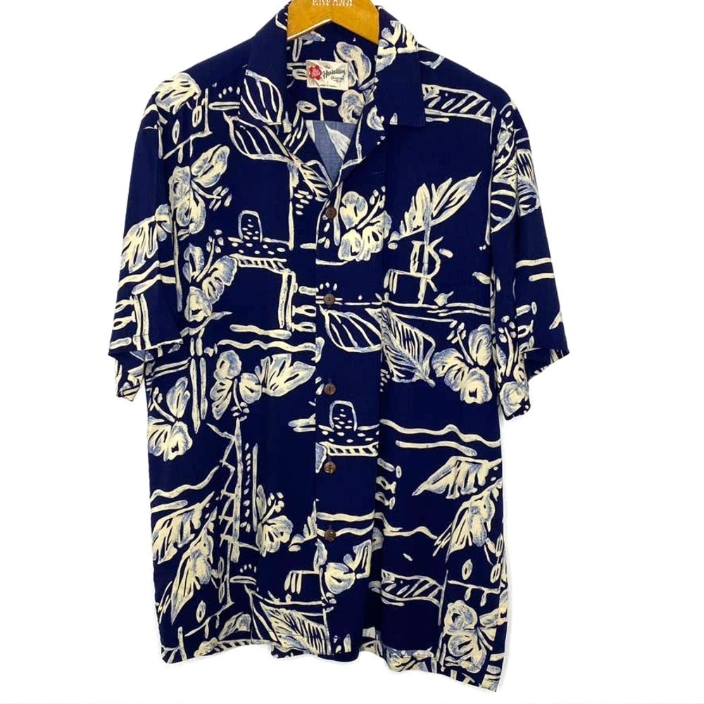 Hilo Hattie blue/white Hawaiian shirt
